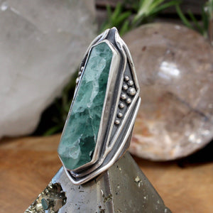 Amplifier Shield Ring // Fluorite - Size 8.5 - Acid Queen Jewelry
