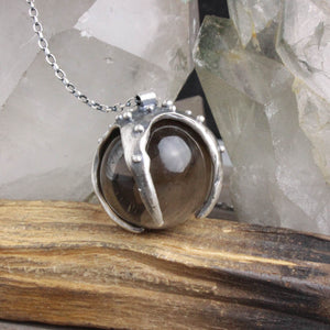 Sorceress Crystal Ball Necklace // Smoky Quartz