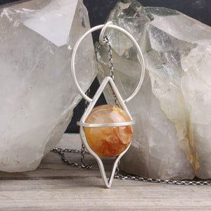 Crystal Ball Pendulum Necklace // Golden Hematoid Quartz (Golden Healer)