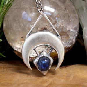 Crescent Moon + Kyanite Pendant - Acid Queen Jewelry