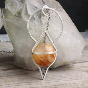 Crystal Ball Pendulum Necklace // Golden Hematoid Quartz (Golden Healer)