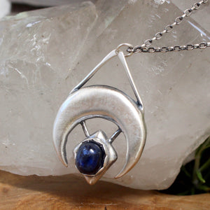 Crescent Moon + Kyanite Pendant - Acid Queen Jewelry