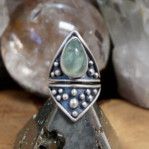 Sarek Ring // Prehnite - Size 7.5 - Acid Queen Jewelry