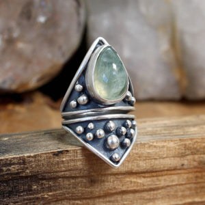 Sarek Ring // Prehnite - Size 7.5 - Acid Queen Jewelry