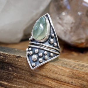 Sarek Ring // Prehnite - Size 7.5 - Acid Queen Jewelry