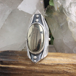 Warrior Shield Ring //  Pyrite - Size 6