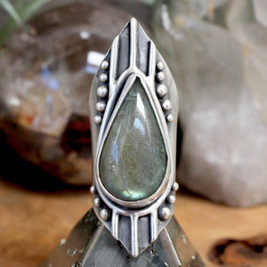 Warrior Shield Ring // Labradorite - Size 6 - Acid Queen Jewelry