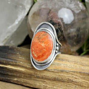 Warrior Ring //  Orange Jasper - Size 8.5