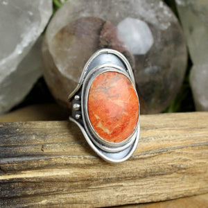Warrior Ring //  Orange Jasper - Size 8.5