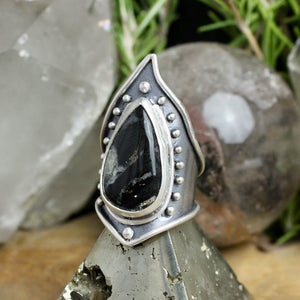 Warrior Ring // Black Agate  - Size 8.75