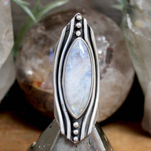 Warrior Shield Ring // Moonstone - Size 5.5 - Acid Queen Jewelry