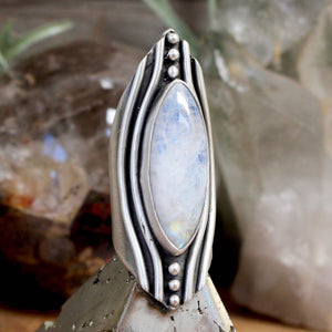Warrior Shield Ring // Moonstone - Size 5.5 - Acid Queen Jewelry