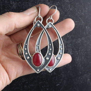 Voyager Shield Earrings // Strawberry Quartz