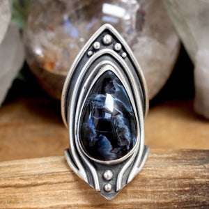 Warrior Shield Ring // Pietersite- Size 11 - Acid Queen Jewelry