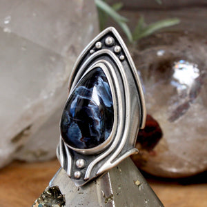 Warrior Shield Ring // Pietersite- Size 11 - Acid Queen Jewelry