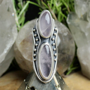 Warrior Shield Ring // Double Rose Quartz- Size 5.5