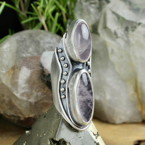Warrior Shield Ring // Double Rose Quartz- Size 5.5