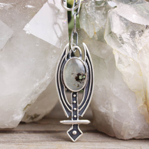 Voyager Axe Necklace // Dendritic Quartz