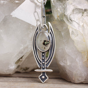 Voyager Axe Necklace // Dendritic Quartz
