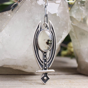 Voyager Axe Necklace // Dendritic Quartz