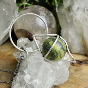 Crystal Ball Pendulum Necklace // Serpentine