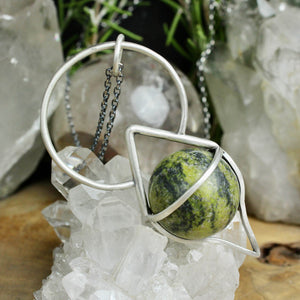 Crystal Ball Pendulum Necklace // Serpentine