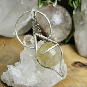 Crystal Ball Pendulum Necklace // Golden Healer