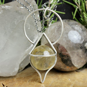 Crystal Ball Pendulum Necklace // Golden Healer
