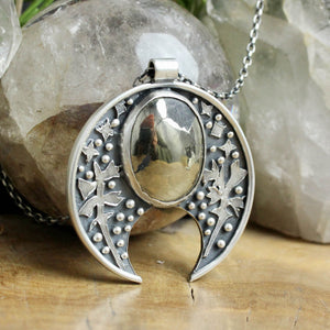Voyager Botanical Moon Necklace //  Pyrite