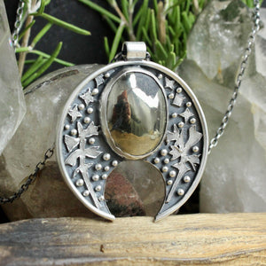 Voyager Botanical Moon Necklace //  Pyrite