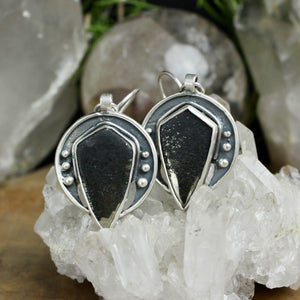 Moon Dangle Earrings // Pyrite