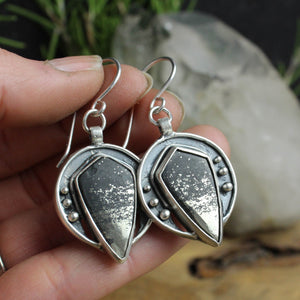 Moon Dangle Earrings // Pyrite