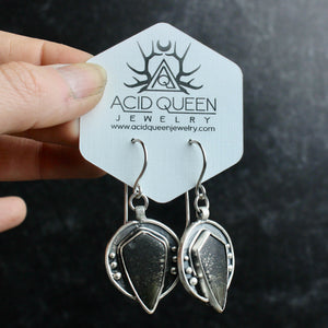 Moon Dangle Earrings // Pyrite