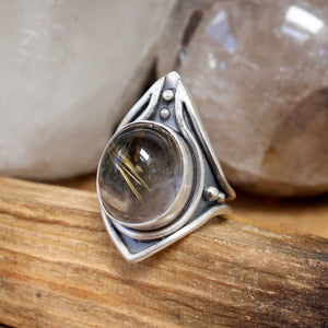 Warrior Ring // Rutilated Quartz - Size 9 - Acid Queen Jewelry