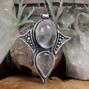 Voyager Necklace // Chlorite Quartz + Tourmalated Quartz - Acid Queen Jewelry
