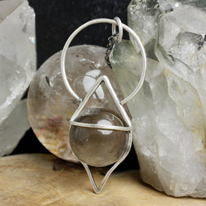 Crystal Ball Pendulum Necklace // Smoky Quartz