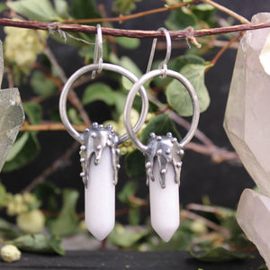 Crystal Drop Earrings // White Agate