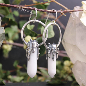Crystal Drop Earrings // White Agate