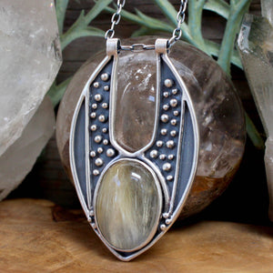 Auriga Necklace // Rutilated Quartz - Acid Queen Jewelry