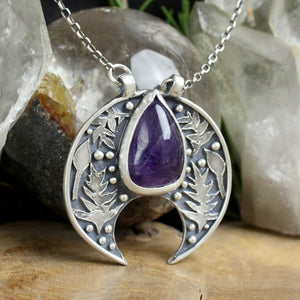 Voyager Botanical Moon Necklace //  Amethyst