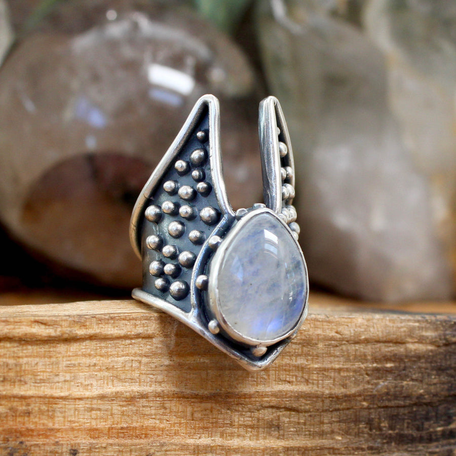 Cygnus Ring  // Rainbow Moonstone - Acid Queen Jewelry