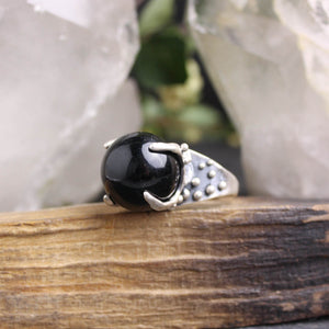 Sorceress Crystal Ball Ring // Silver and Black Onyx