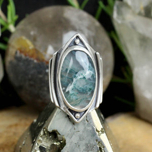 Warrior Ring // Moss Agate - Size 9