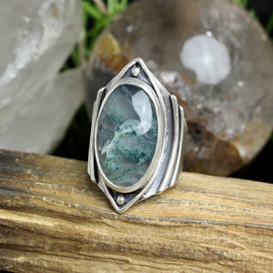Warrior Ring // Moss Agate - Size 9