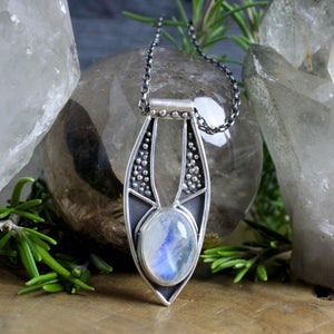 Ara Necklace // Rainbow Moonstone - Acid Queen Jewelry