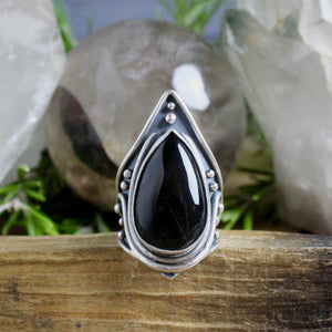 Warrior Ring // Black Agate  - Size 8 - Acid Queen Jewelry