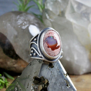 Warrior Ring // Mexican Fire Opal - Size 8.5 - Acid Queen Jewelry