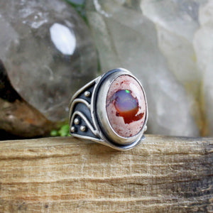 Warrior Ring // Mexican Fire Opal - Size 8.5 - Acid Queen Jewelry