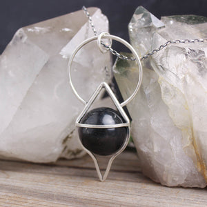 Crystal Ball Pendulum Necklace // Black Jet