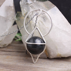 Crystal Ball Pendulum Necklace // Black Jet